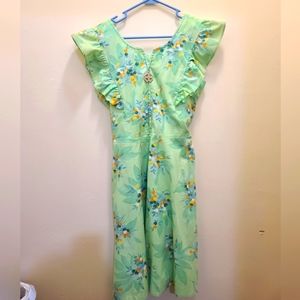 Vintage 60's Green/Orange Berry Cotton Dress S/M